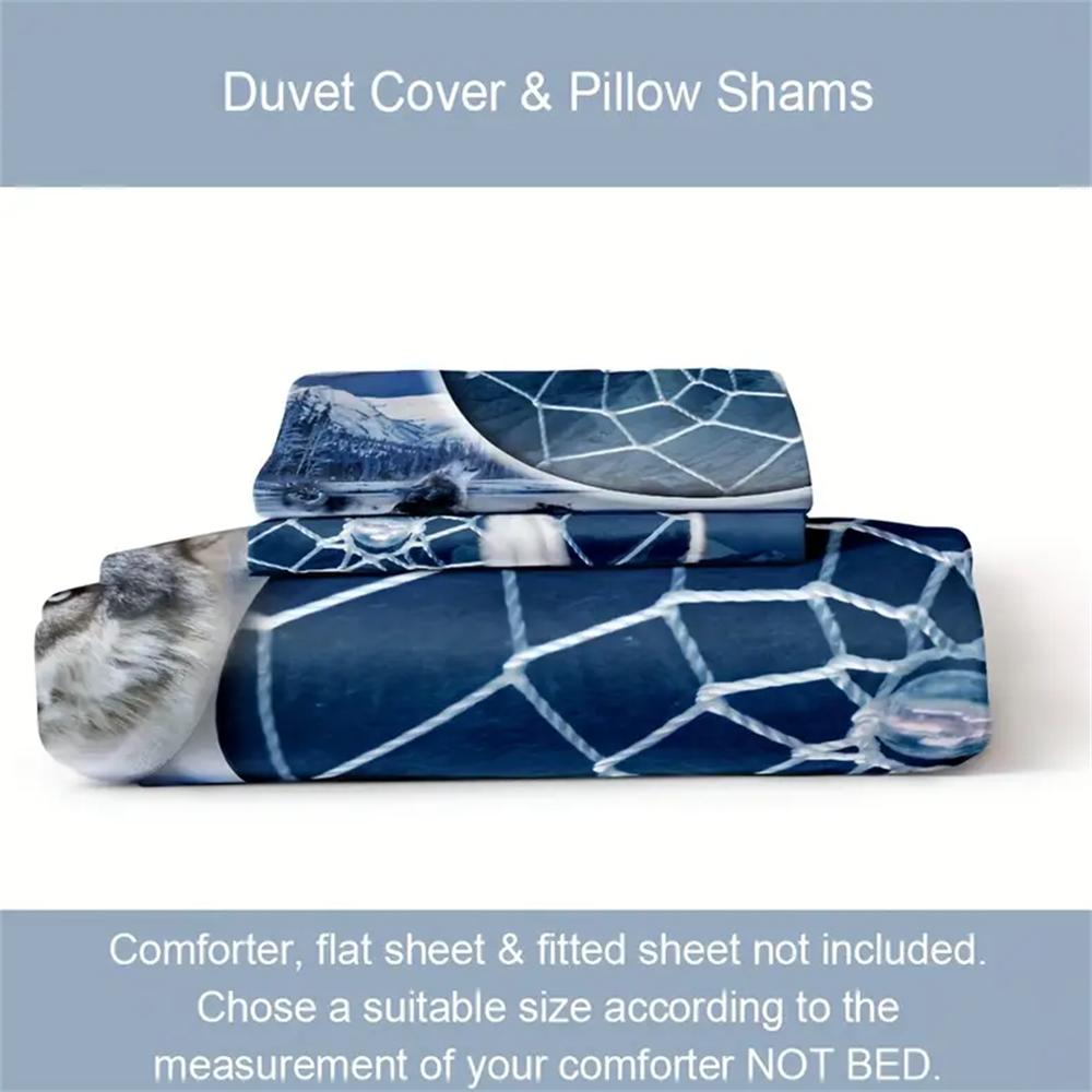 Комплект постельного белья с принтом Лунного Волка из 3 предметов, Ловец снов, Национальный стиль, Комплект пододеяльника для гостевой комнаты