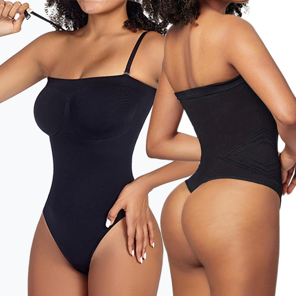 Утягивающее боди без бретелек для женщин, утягивающее боди, цельный комбинезон, бесшовные стринги, утягивающее боди со съемными бретелями