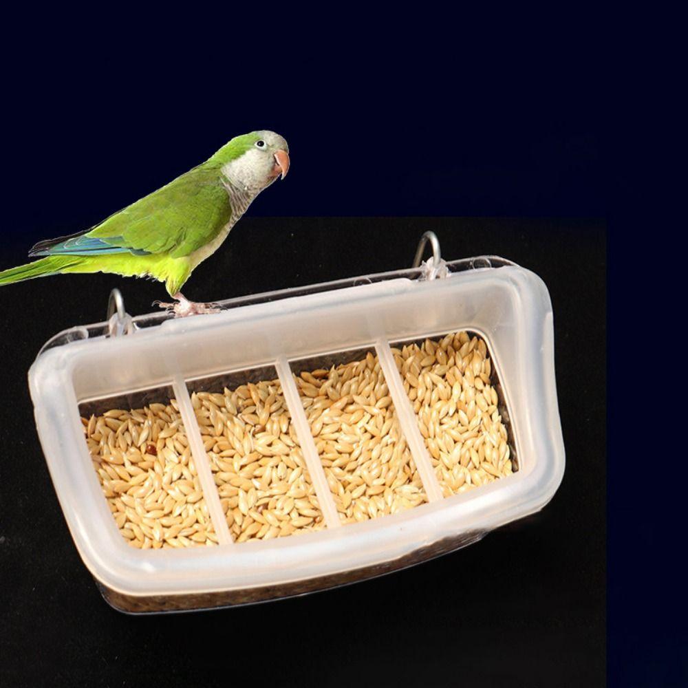 Прозрачная коробка для корма для птиц, пластиковая подвесная тарелка для корма для попугаев, кормушка для голубей в клетке