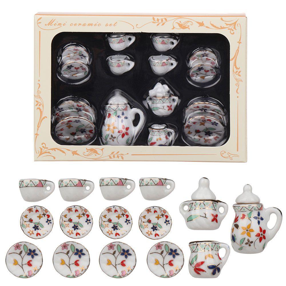 Подарок Маленькое Украшение для Дома Мини Чайный Сервиз Цветочный Узор Кухня Миниатюра Аксессуары для Кукольного Домика