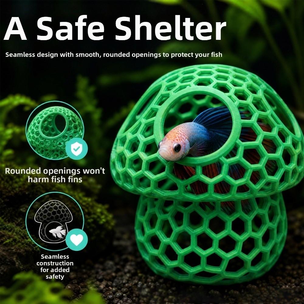 Hollow Out Fish Shrimp Hideout Shelter Simulation Mushroom Betta House Landscape Decoration