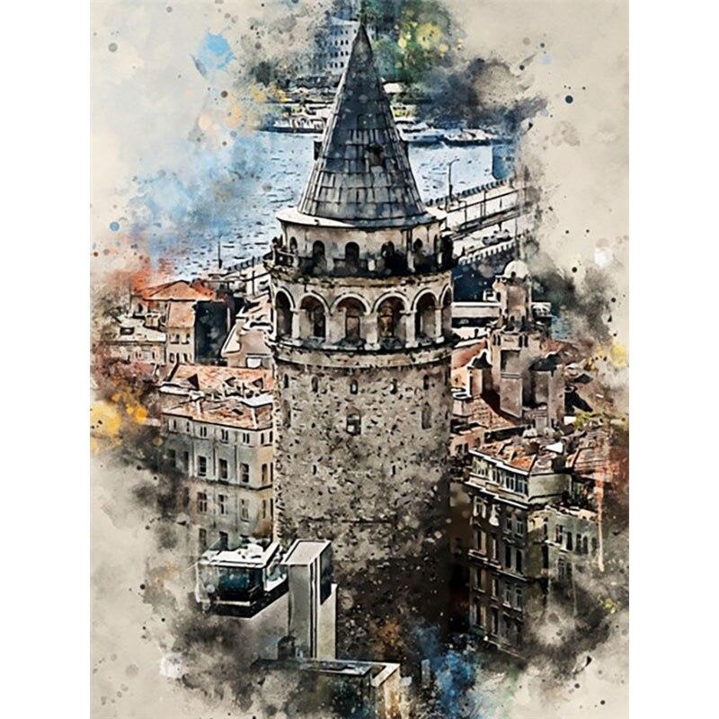 Abstract Diamond Painting 5d Diy Architecture Diamond Embroidery Scenery Cross Stitch Full Round Drill Home Decor Gift