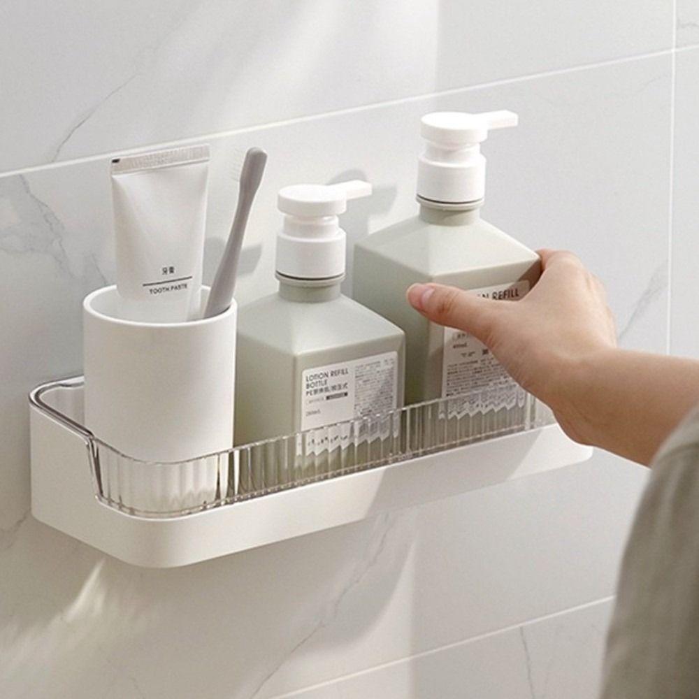 Wall Mounted Toiletries Holder No Nail Bathroom Shelf Bathroom Storage Rack for Shampoo