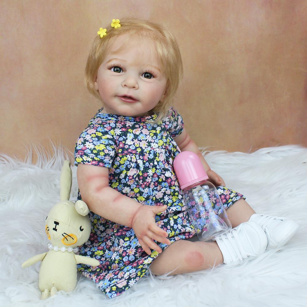 BZDOLL 55 см, мягкая силиконовая кукла реборн с 3D-краской, с кровеносными сосудами, 22 дюйма, блондинка Лиза, одевается как настоящая игрушка для девочек Bebe