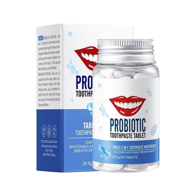 Твердая зубная паста с пробиотиками, освежитель дыхания для устранения неприятного запаха изо рта, средство для ухода за полостью рта против кариеса, твердая зубная паста, удаляет желтизну и очищает зубы