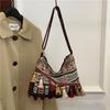 Spring and Summer New Ethnic Retro Large-capacity Women's Shoulder Bag 2024 Medium Fringe Casual Messenger Women's Bag