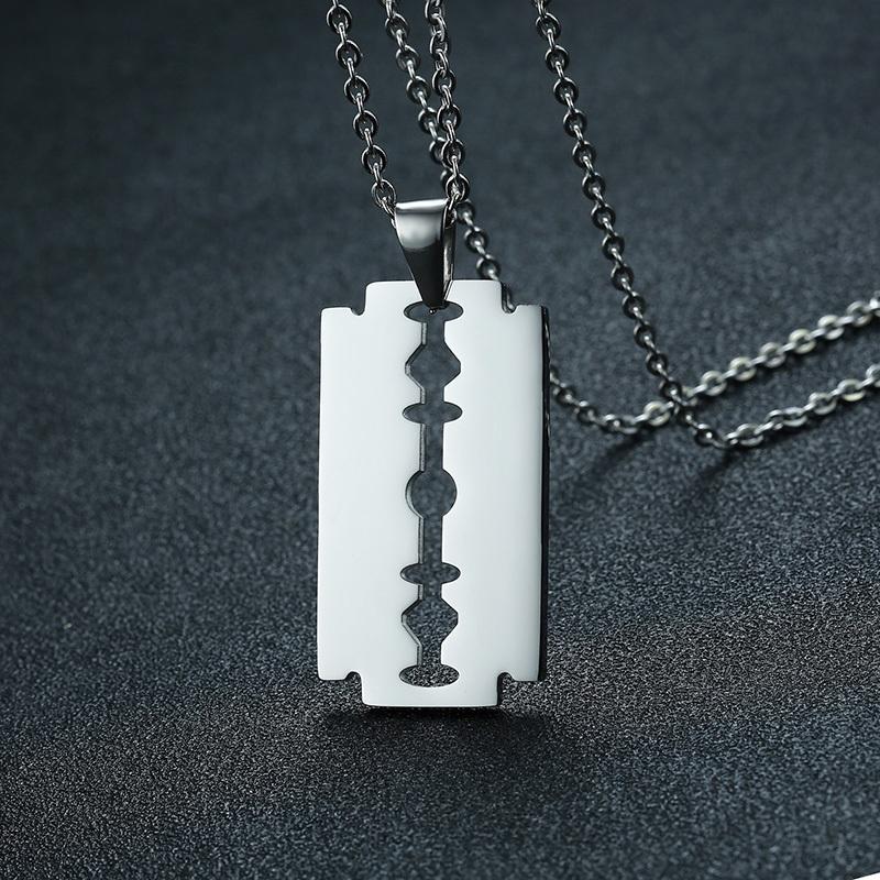 Stylish Double Edge Razor Blades Pendant for Men Necklace Stainless Steel Casual Male collar Gifts With 20"/24" Chain