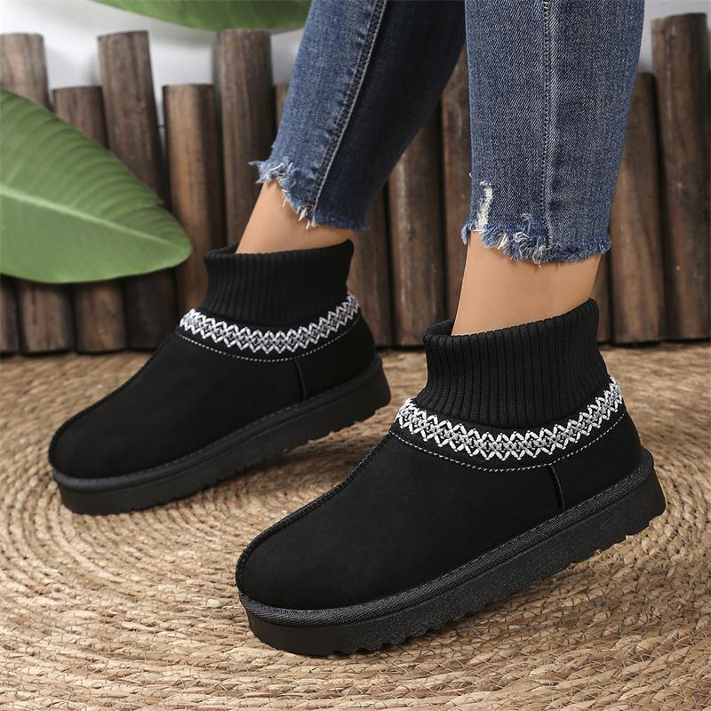 Fashion 2026 Winter New Fashion Round Toe Elegant Women Snow Boots Flat Soft Students Plus Velvet Warm Ankle Boots Women's Fur Boots