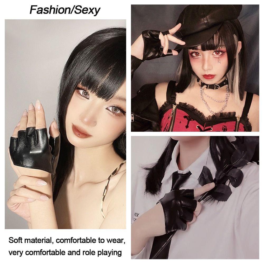 Men Performance Mittens Five Finger Gloves PU Leather Gloves Cosplay Mittens Ladys Driving Dress