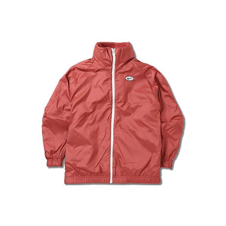 Nike Reversible Sherpa Fleece Warm Stand Collar Jacket Women Outerwear Light-Pine-Red CZ4064-897