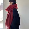 Solid Color Warm Women'S Winter Scarf Thickened Knitting Thick Tassel Shawl Scarf Women Men Scarf Accessories