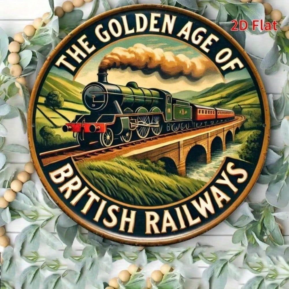 Винтажная металлическая табличка British Railways 8x8 дюймов Настенное искусство с паровозом Декор для поезда