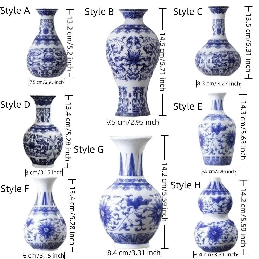 Antique Blue White Porcelain Wall Hanging Ceramic Vase Wall Hanging Vase  Living Room Decor