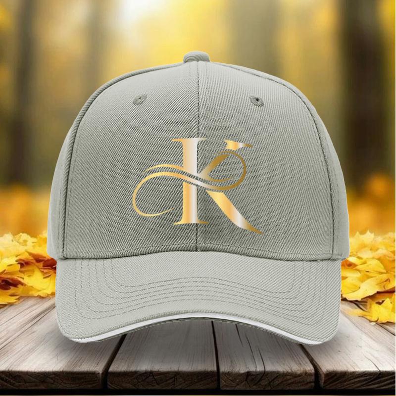 New Unisex Adjustable Baseball Cap With Golden K Letter Print For Outdoor Casual Sports Daily Wear