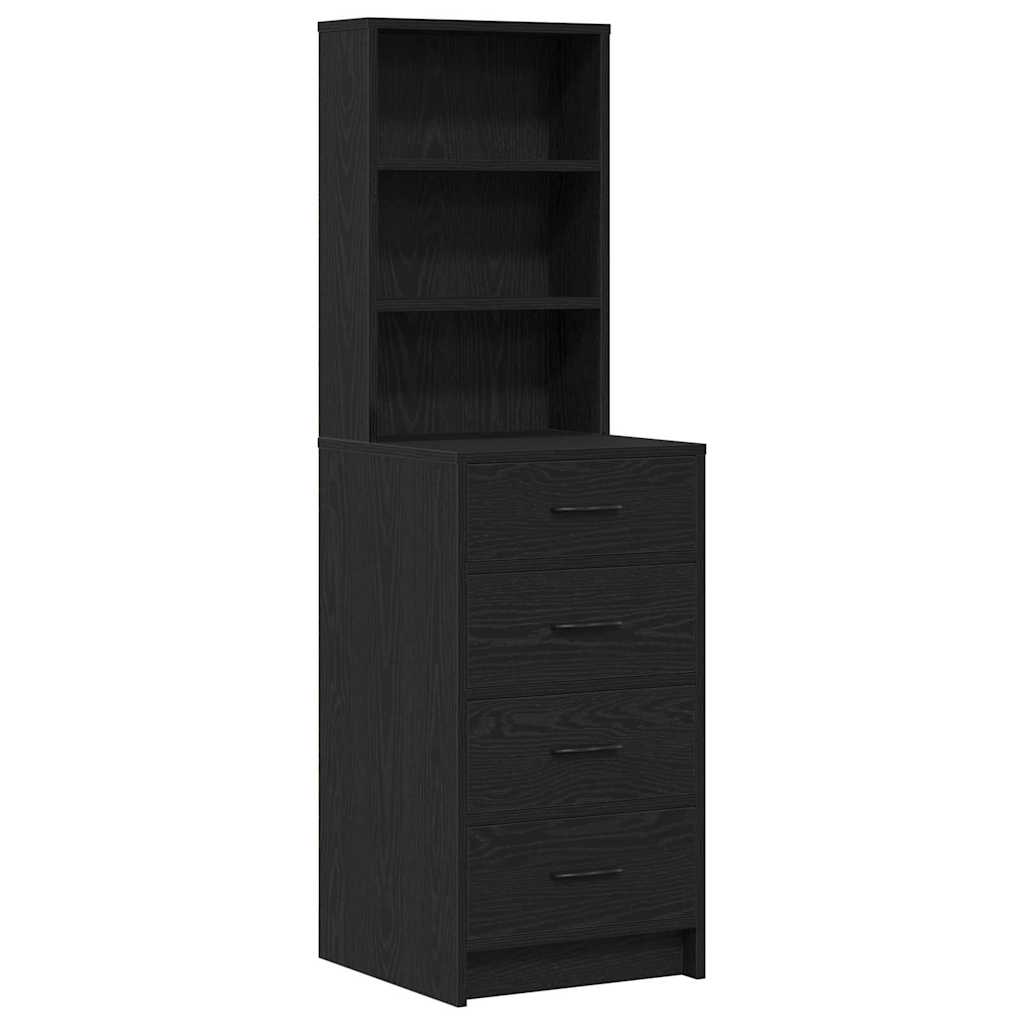 Makeup Table with Mirror Lighting 3 pcs Black Particleboard
