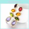 Fashion Trendy Multi-color Gemstone Studded Earrings With Geometric Design