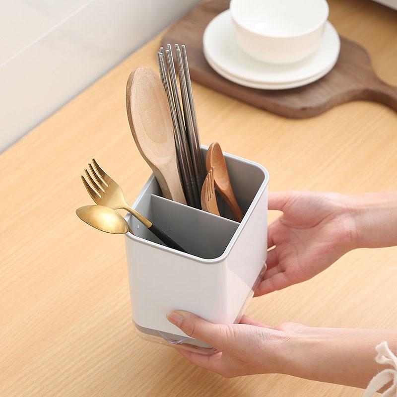3 Grid Kitchen Utensil Holder Drainable Cutlery Caddy For Spoons Forks Knives Space Saving Countertop Organizer For Home Kitch