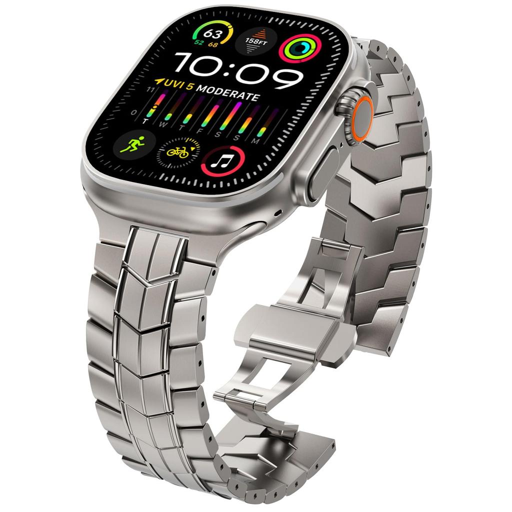 For Apple Watch 10 46mm/Ultra 2/Ultra 49mm/9 8 7 45mm/SE (2023) SE (2022) SE 6 5 4 44mm/3 2 1 42mm Titanium Alloy Watch Strap