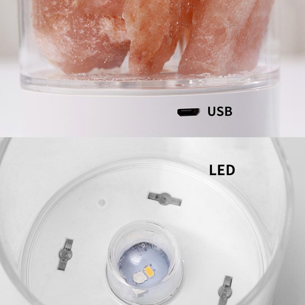 Гималайский соляной камень, ночник, 7 цветов, светодиодная лампа из горного хрусталя, портативный USB, натуральный воздух