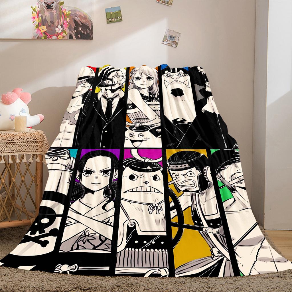 One Piece Anime Luxury Flannel Lightweight Blanket Home Decor Sofa Bed Travel Cover Family Gift LXR148