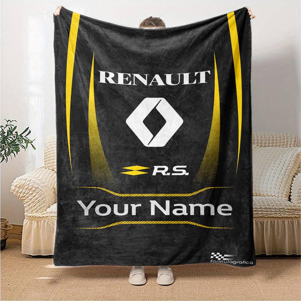 Renault Персонализированное одеяло с вашим именем Многоцелевое персонализированное одеяло Ультрамягкий плед Для декора дома Гостиная Диван Офис Всесезонный Универсальный