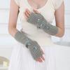 Knitted Long Fingerless Gloves with Stars Pattern Winter Mitten Gloves Arm Warmers for Women