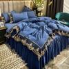 European Style Lace Edge Bed Skirt Four-piece Set Net Red Ins Thickened Sanded High-end Quilt Cover Bed Skirt