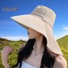 Женская шляпа от солнца с большими полями, солнцезащитный дизайн, дышащая шляпа с защитой от ультрафиолета, однотонная, регулируемая, с завязками, шляпа для чая на открытом воздухе