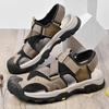 Leather Outdoor Shoes Summer Breathable Sandals, New Mesh Sandals Bag Head Anti-kick Beach Shoes Trendy Men's Shoes
