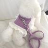 Drupy Dog Harness Pearl Lace Chest Strap Leash Set, Purple