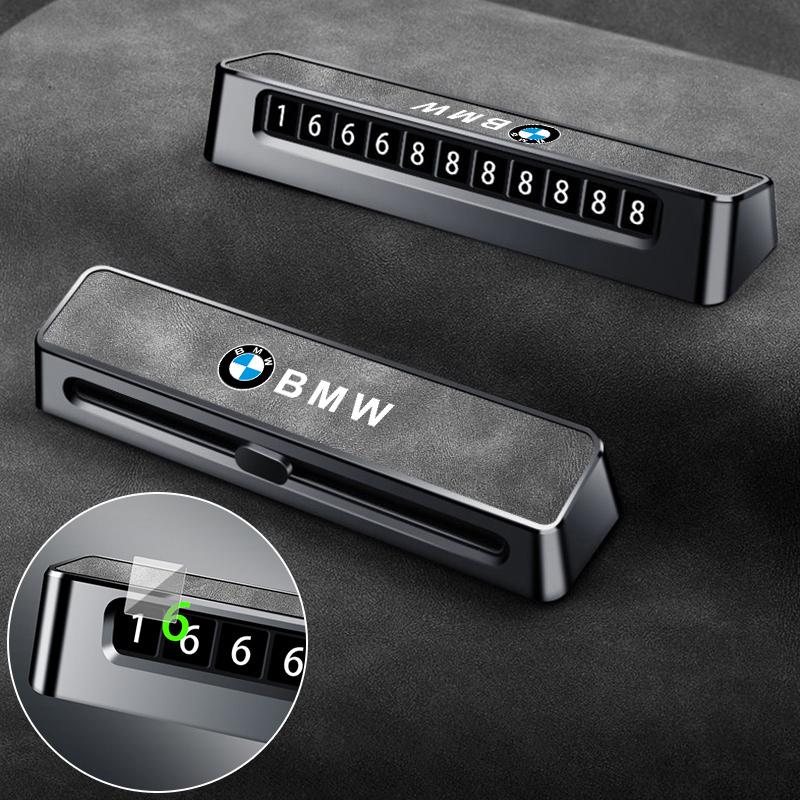 New Leather Alloy Car Temporary Parking Numbers Plate Slide Adjustable For BMW F20 G20 G30 X1 X3 X4 X5 G05 X6 X7 G11 F15 F16 G01