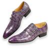Fashion Wholesale Men's Leather Shoe Handmade Crocodile Pattern Engraved Office Business Wedding Party Fashion Shoe Leather Shoes Purple