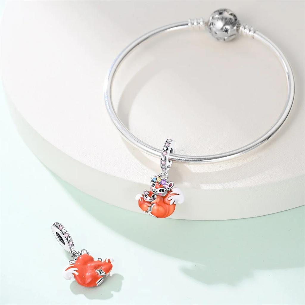 Charms Original Copper Squirrel Pendant Mother'S Day Beads Fit Bracelet Diy Fine Gift Women Delicate Jewelry Access