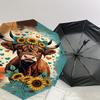 1PC Cow Sunflowers Automatic Open/Close Umbrella Compact Folding Umbrella with 8-Rib Shaft lightweight esign, Highquality Fabric1152A
