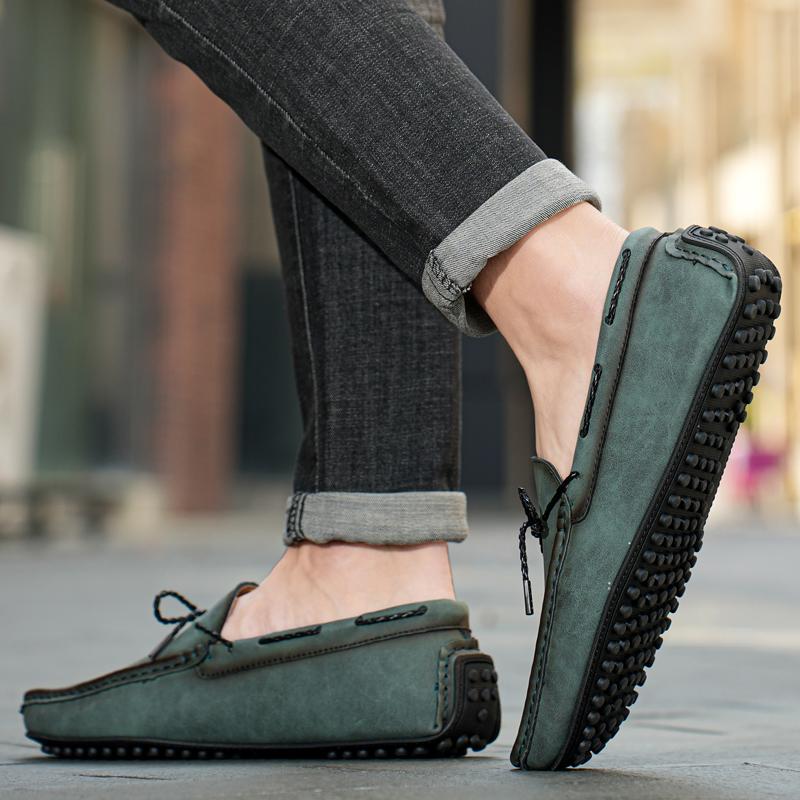 Fashion Brand Men Loafers Handmade Leather Slip On Driving Casual Shoes Soft Sole Comfortable Breathablel Low Boat Shoes Men Big Size 49