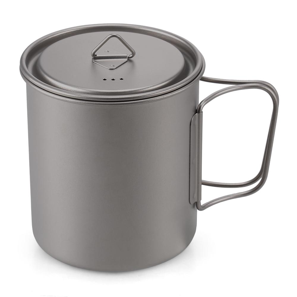 Lixada Набор посуды 300 мл/350 мл/420 мл/550 мл/650 мл/750 мл Сверхлегкая титановая чашка со складным обеденным столом