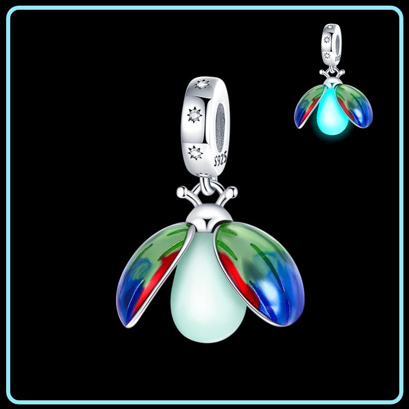 Copper Glow In The Dark Firefly Dangle Charms Fit Original Brand Bracelet And Necklace Jewelry Making Gift