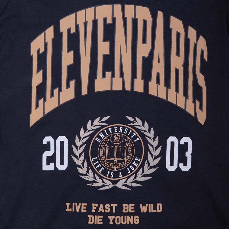 ELEVEN PARIS Детская хлопковая футболка с круглым вырезом и большим логотипом