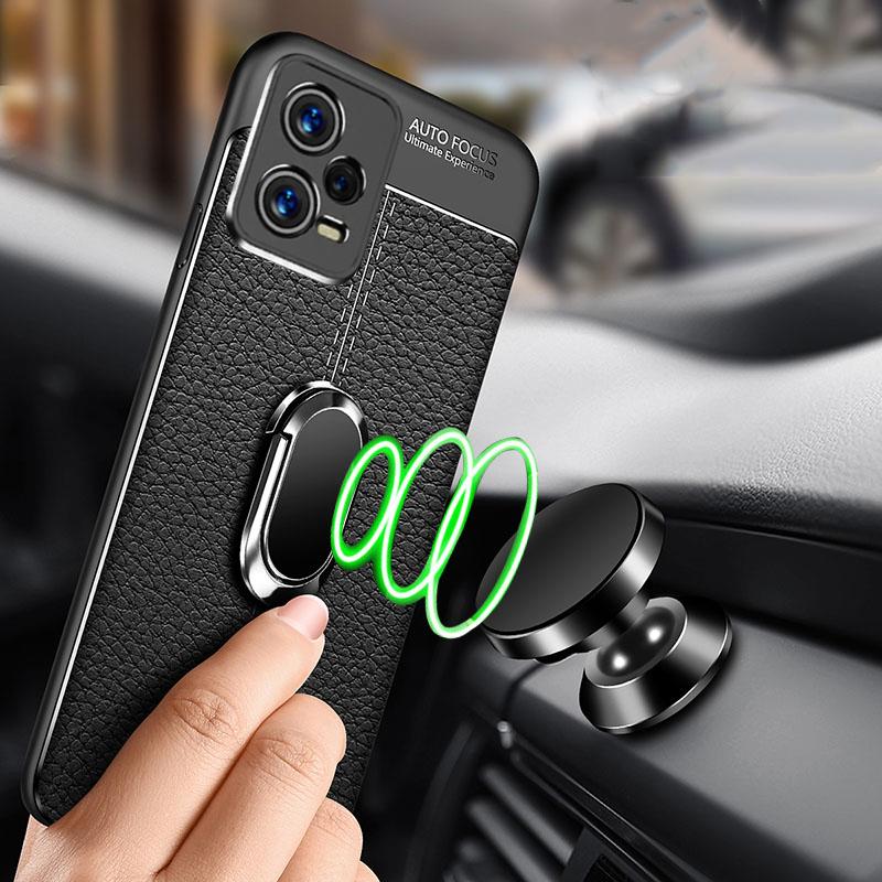 Litchi Leather Texture Magnetic Ring Phone Case For Xiaomi POCO X5 Pro 5G Lychee Soft Silicone Necklace Lanyard Cover For Poco X4 M4 Pro F4 GT X3 NFC