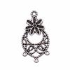 10pcs Flower Drop Earring Connector Jewelry Components Accessories Antique Silver Color Zinc Alloy 29X15mm