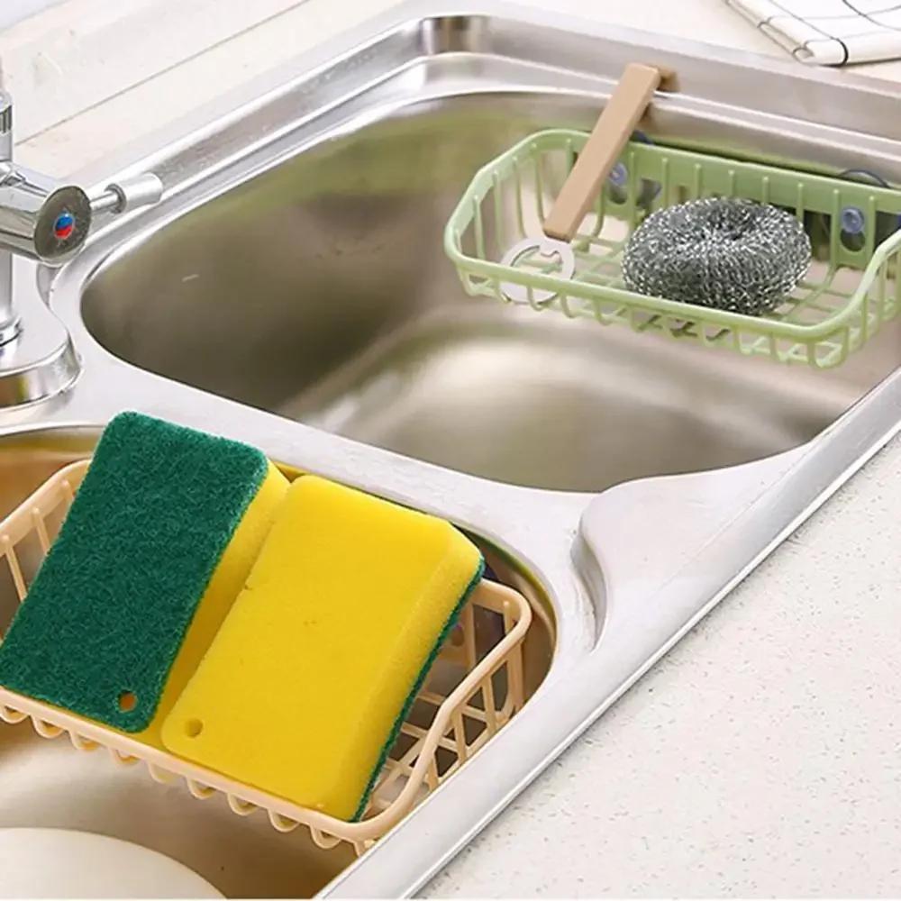 Simple Sink Drain Basket Kitchen Storage Rack with Suction Cup Bathroom Shelf Home Decoration Organizer Kitchen Gadgets