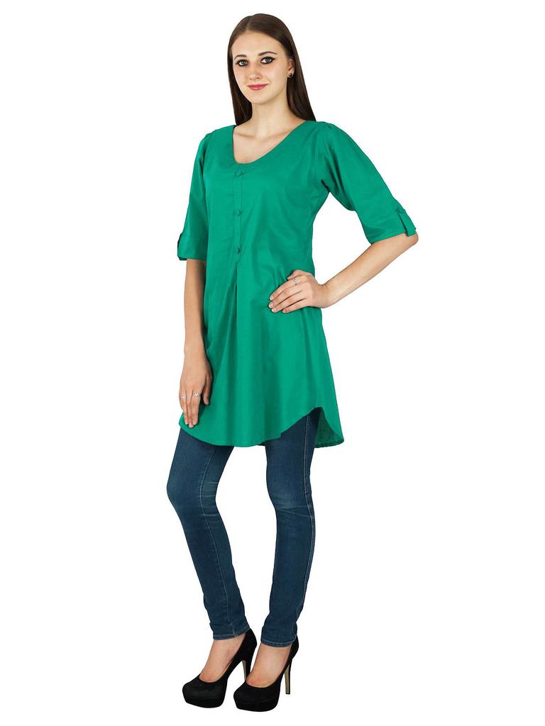 Bollywood Tunic Solid Kurta Indian Designer Women Ethnic Kurti Cotton Top
