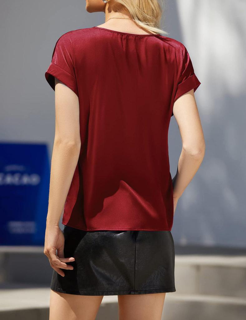 2023 Spring/Summer Women's Short-Sleeve Loose Fit Satin Shirt