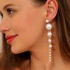 Fashion Crystal Imitation Pearl Drop Earrings for Women Wedding Party Long Tassel Dangle Earrings Elegant Statement Jewelry Gift