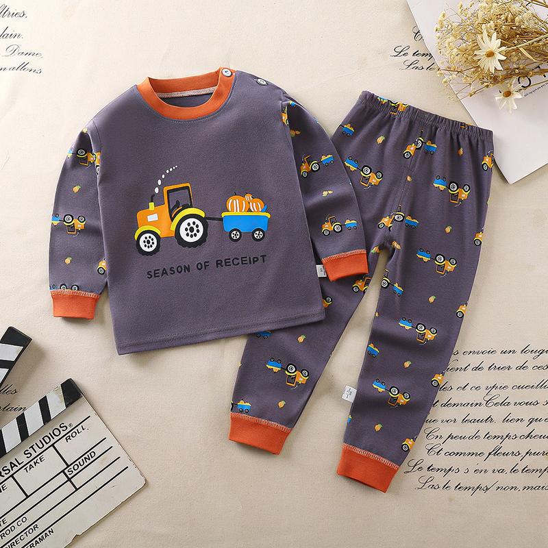 Winter Kids Long Sleeve O Neck T Shirt Pants Set Casual Baggy 2pcs Suit Cotton Cartoon Printes Outfit