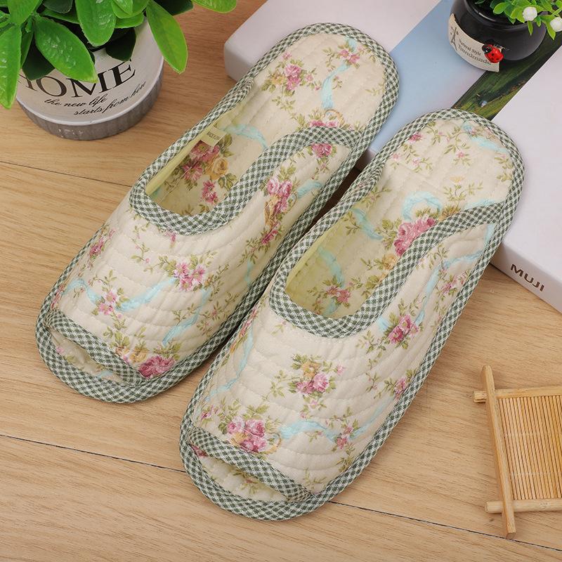 Модные женские домашние тапочки, весенне-осенние мягкие хлопковые тапочки, женские ретро-тапочки для дома и спальни с цветочным принтом, смешанный заказ