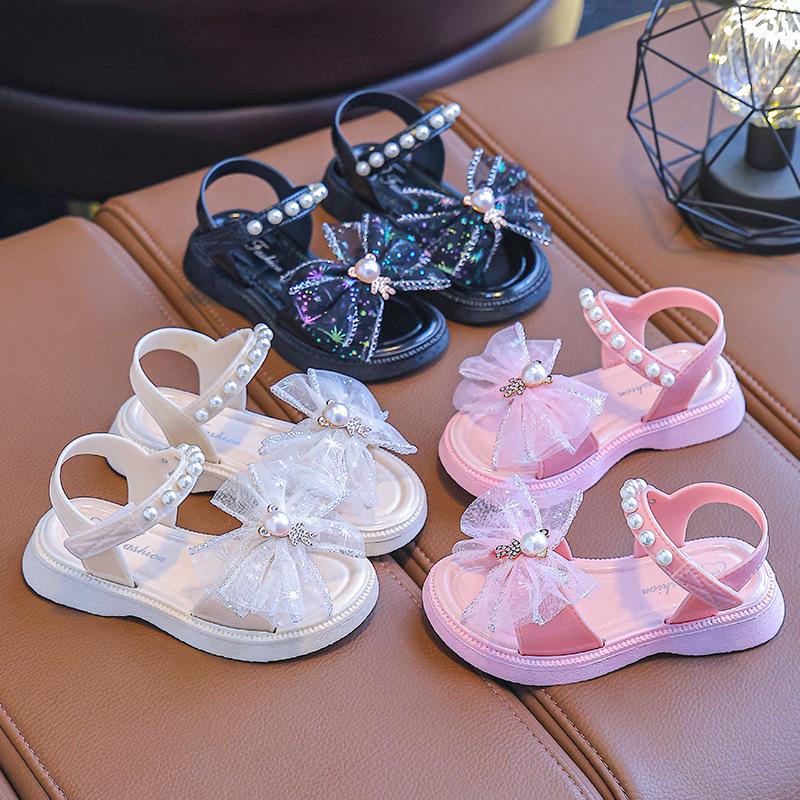 2024 Girls' Velcro Princess Sandals - Soft Sole, Bowknot Design, Available In Small, Medium, Large for Kids