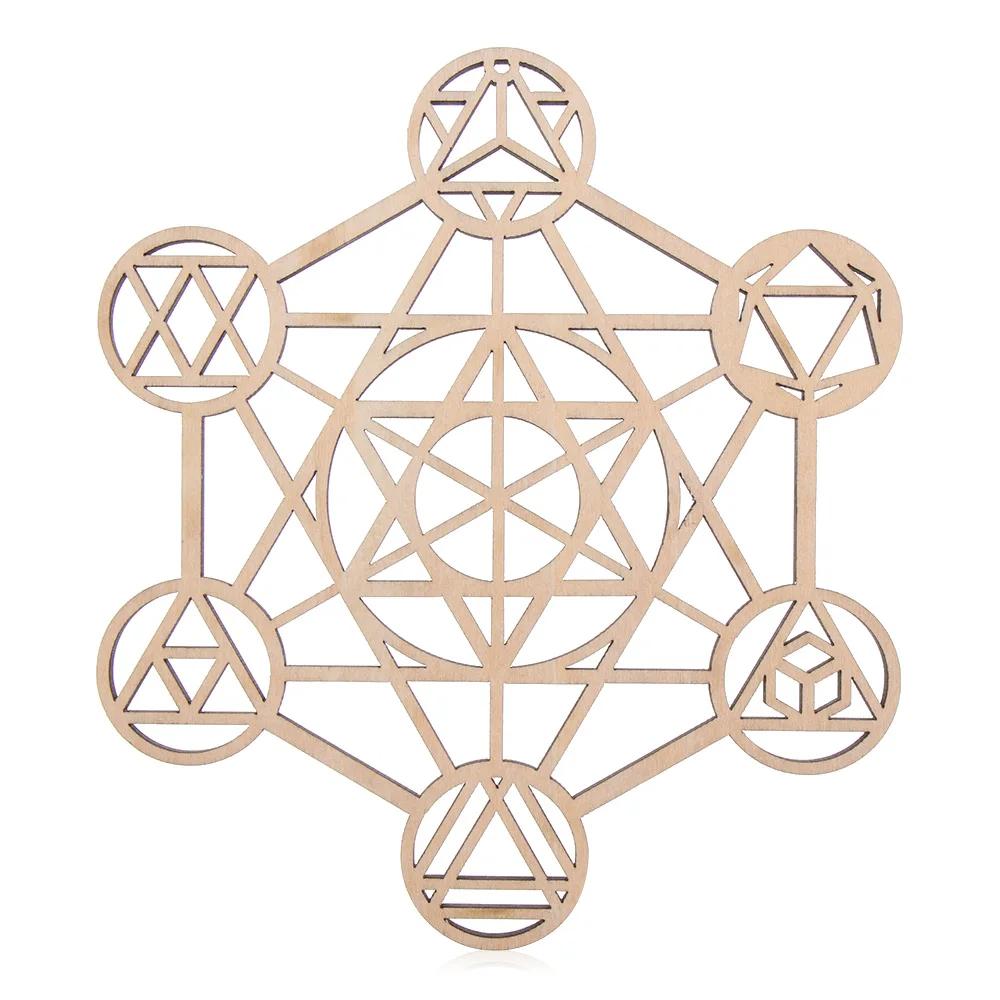 14cm/30.5cm Flower of Life Energy Mat Laser Cut Wooden Crafts Wall Sign Art Home Decor Handmade Coasters Geometry Ornament