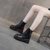 Fashion 8CM Platform Boots Wedge High Top Women Shoes Microfiber Leather Hidden Heel Lace-Up Autumn Warm Fur Winter Ankle Boots