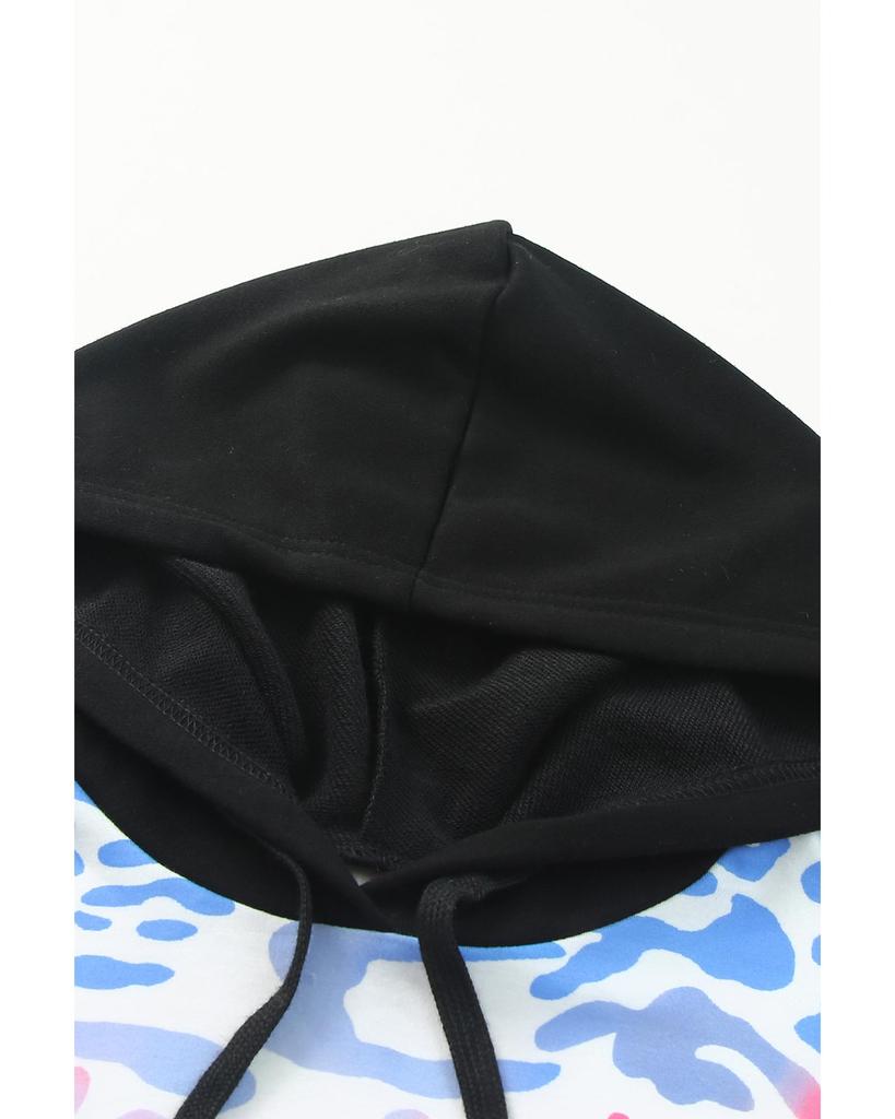 Azura Exchange Толстовка с капюшоном и леопардовым принтом, с цветной отделкой